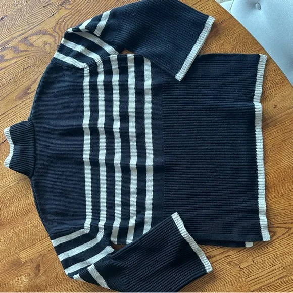 RAILS SWEATER BLACK W/WHITE STRIPE QUARTER ZIP - Picture 9 of 9